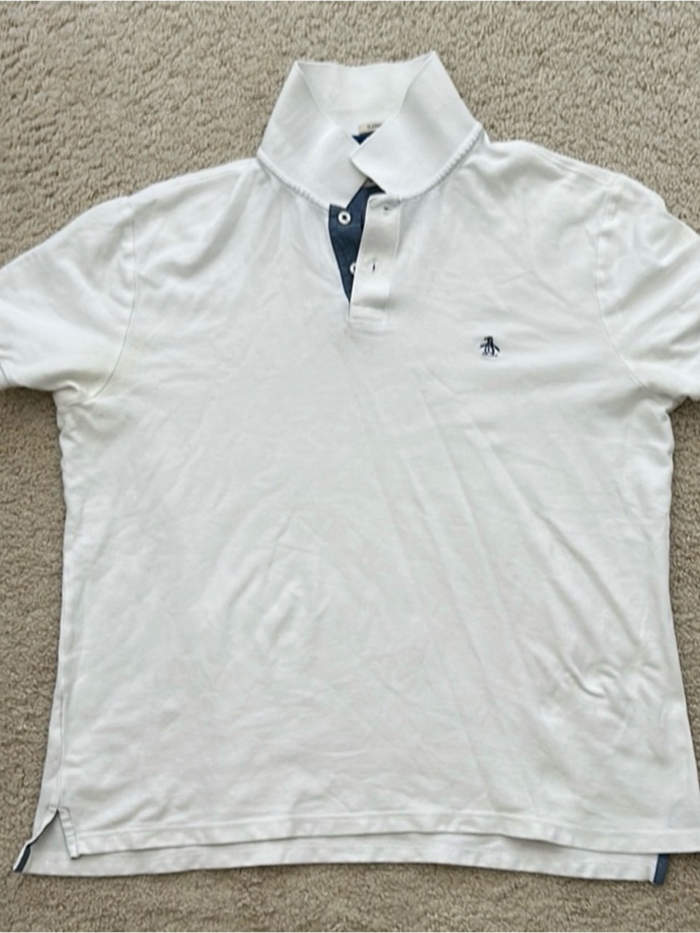 White Polo Shirt with Navy Contrast - Classic Men’s Short Sleeve